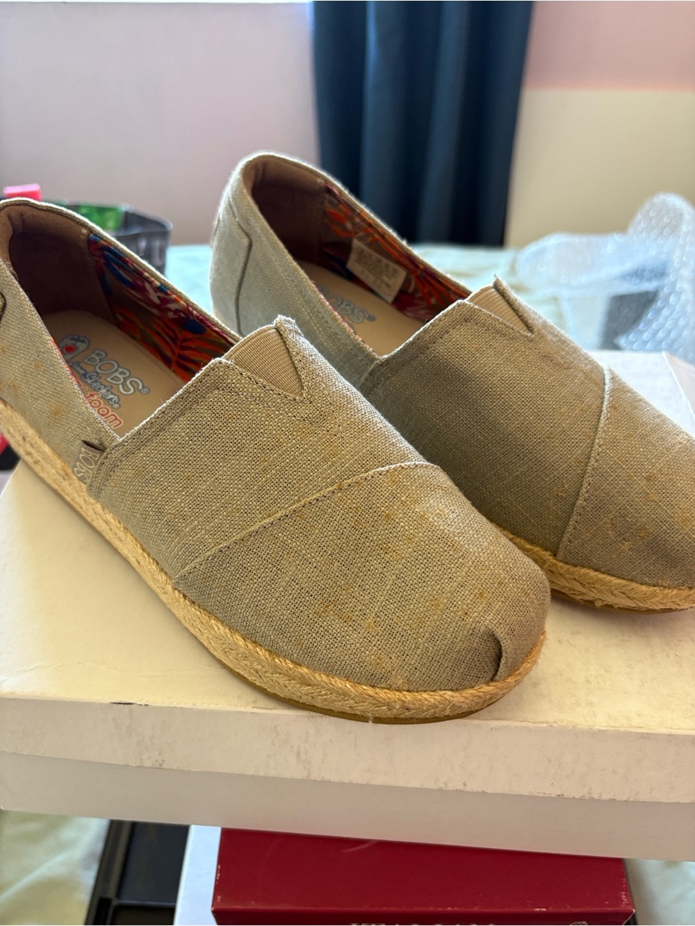 BOBS from Skechers Women's Tan Espadrille Slip-Ons